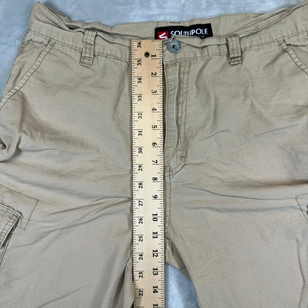 Southpole Cargo Shorts Mens 32 Tan Ripstop Khaki Utility Pockets Vintage Y2K
